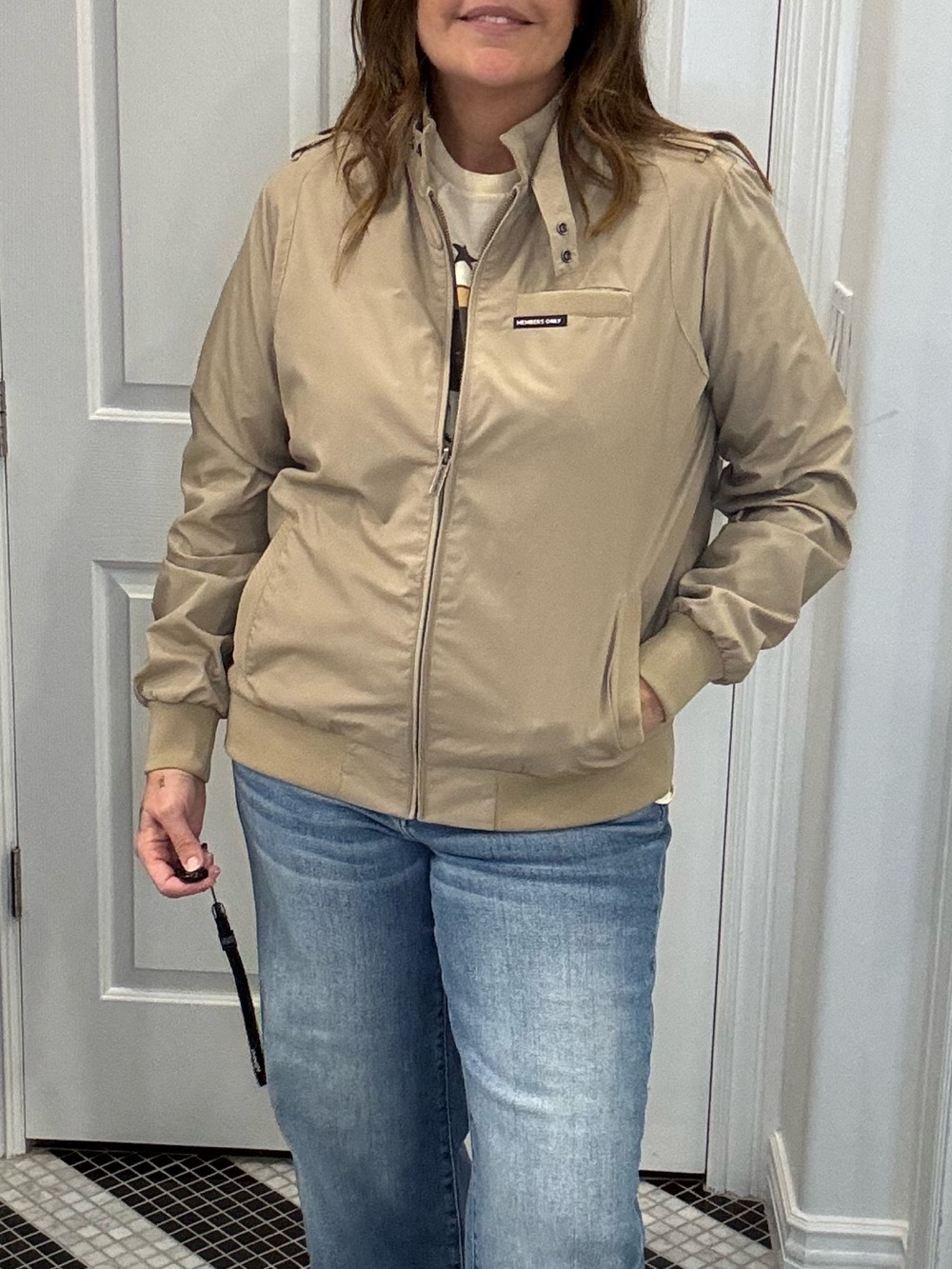 Light Tan Women's Member’s Only Jacket - Casual Zip Front